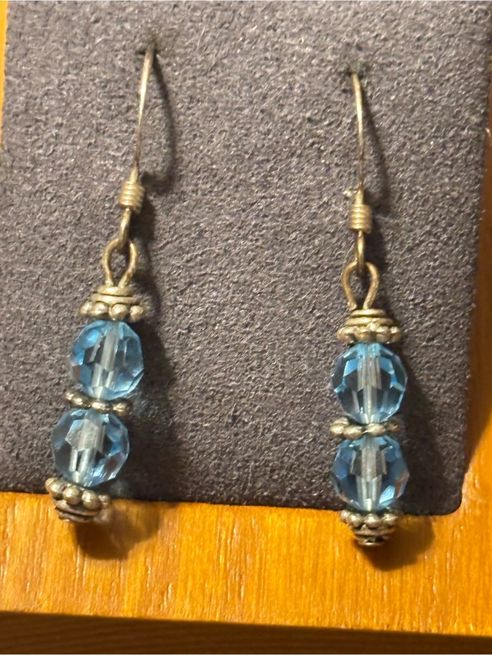 Sterling 925‎ Blue Crystal Bead Drop Earrings